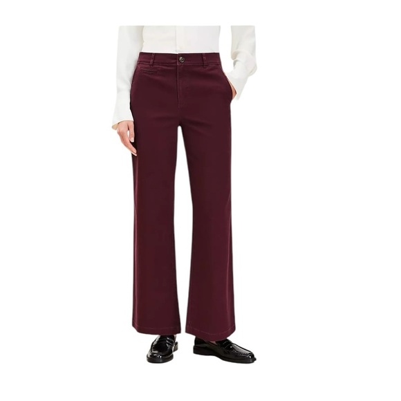 LOFT Pants - Loft Burgundy Straight Leg Trousers Size 2 Chic Workwear, Preppy Style NWT